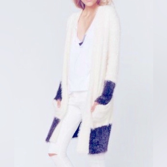 Chaser Sweaters - Chaser Fuzzy Colorblock Duster